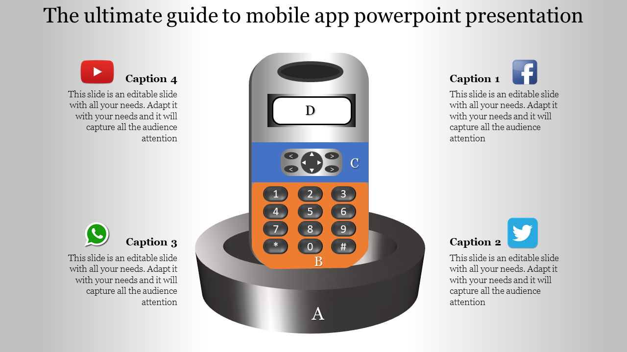 Free - Editable Mobile App PowerPoint Template and Google Slides